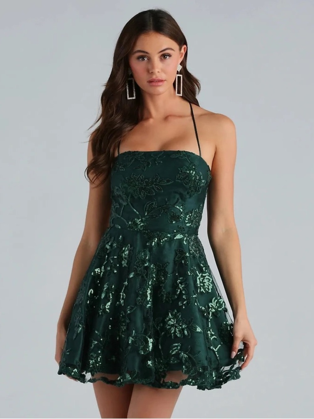 Windsor Joanna Emerald Green Strapless Sequin Mini Cocktail Dress - XS